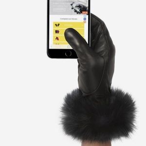 GLOVE.LY Leather Rabbit Fur Touch Screen Gloves